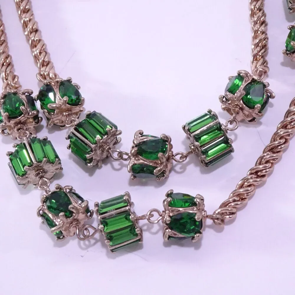 Neiman Marcus Rose Gold Chain Necklace with Green Gem Accents - Picture 9 of 9